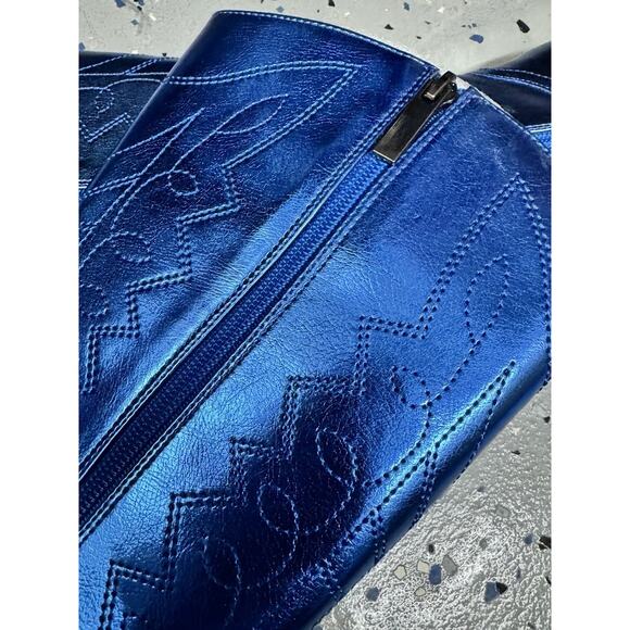 Corkys Hey Girl Blue Metallic Howdy Cowgirl Mid Calf Boots Womens Size 7 Western - Picture 6 of 11